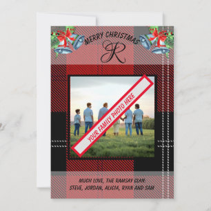 Festividades Cartão de Natal Red Black Tartan do Clã Ramsay Esc