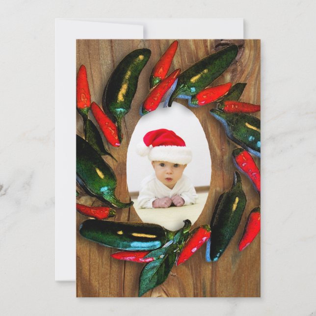 Festividades Cartão de Natal Red Hot Peppers Wreath (Frente)