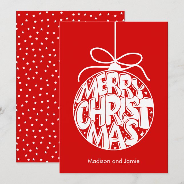 Festividades Cartão de Natal Red Merry (Frente/Verso)