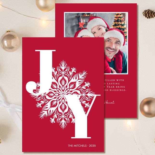 Festividades Cartão de Natal Red Modern JOY (Criador carregado)