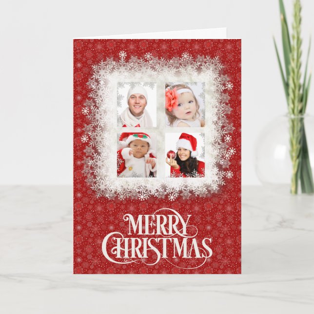 Festividades Cartão de Natal Red Snowflake (Frente)