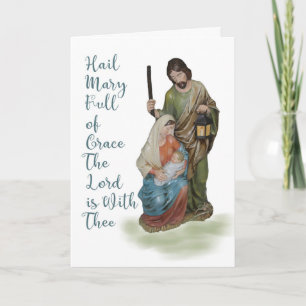 Festividades Cartão de Natal Religioso com Mary, Joseph e Crian