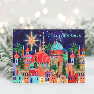 Festividades Cartão de Natal religioso da cidade oriental