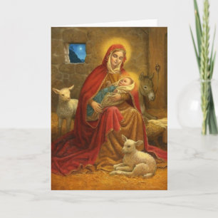 Festividades Cartão de Natal Religioso da Madona e da Criança
