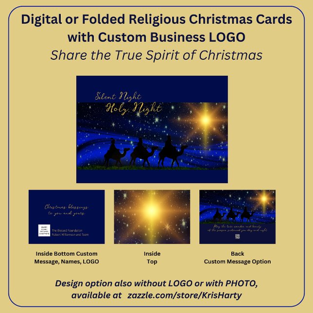 Festividades Cartão de Natal Religioso para Empresas de Logotip (Share the true Spirit of Christmas with clients, customers, prospects and your own team. Your logo. )