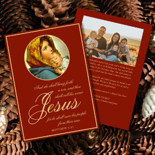 Festividades Cartão de Natal Religioso Verso de bíblia com Foto