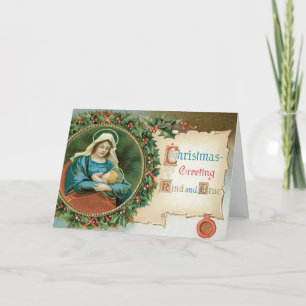 Festividades Cartão de Natal Religioso Vintage