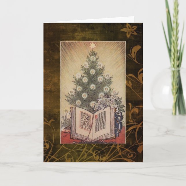 Festividades Cartão de Natal Religioso Vintage (Frente)
