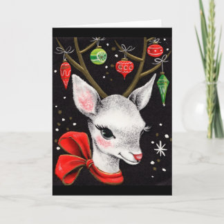 Festividades Cartão de Natal retro dos cervos