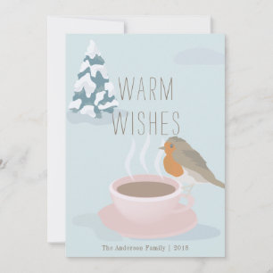 Festividades Cartão de Natal Robin e Café "Warm Wish"