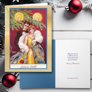 Festividades Cartão de Natal Romance de Feriado de Imagem Retro