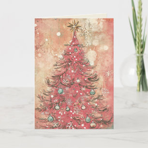 Festividades Cartão de Natal Rosa de Vintage EDITÁVEL