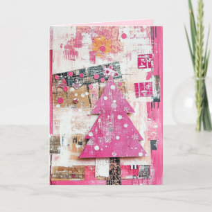 Festividades Cartão de Natal Rosa de Vintage EDITÁVEL