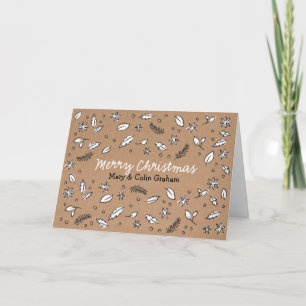 Festividades Cartão de Natal Rustic Kraft Paper Doodle