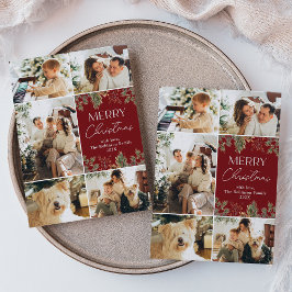 Festividades Cartão de Natal Rustic Multi Photo Collage