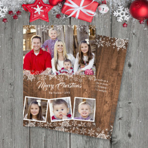 Festividades Cartão de Natal Rustic Snowflakes