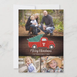 Festividades Cartão de Natal Rustic Vintage Red Truck 3-Photo