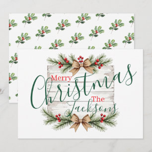 Festividades Cartão de Natal Rústico com Nome Personalizado