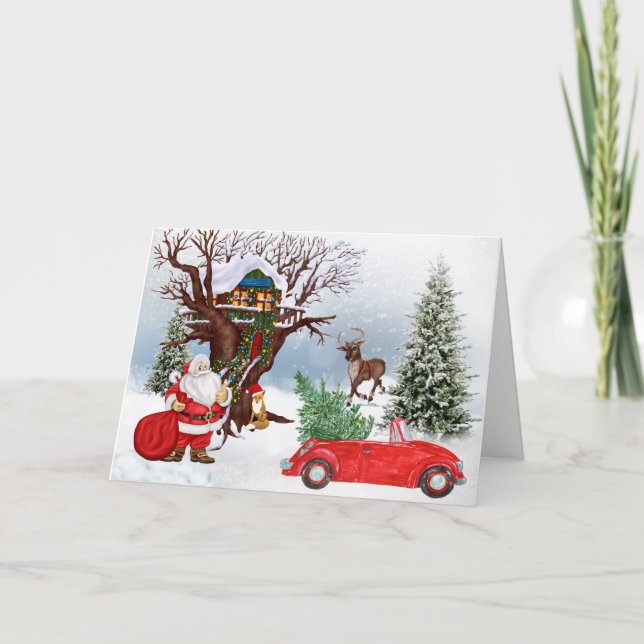 Festividades Cartão de Natal Santa Claus (Frente)