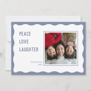 Festividades Cartão de Natal Scallop blue frame happy holidays