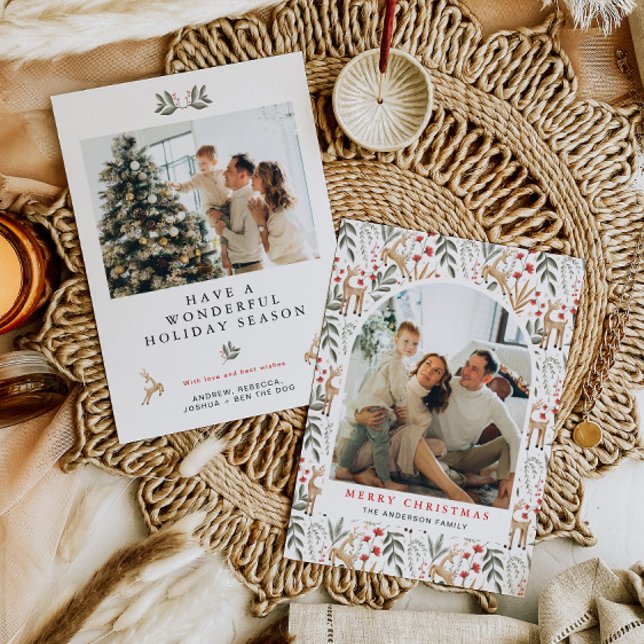 Festividades Cartão de Natal Scandi 2 Foto Boho Nodic Holiday (Criador carregado)