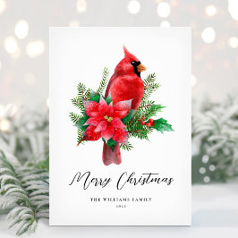 Festividades Cartão de Natal sem Foto do Pássaro Cardinal