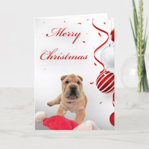 Festividades Cartão de Natal Shar-Pei