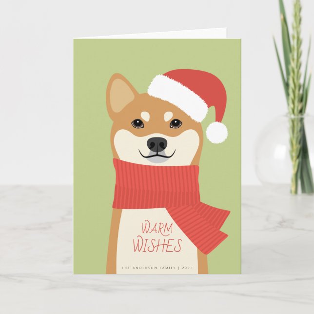 Festividades Cartão de Natal Shiba Inu (Frente)