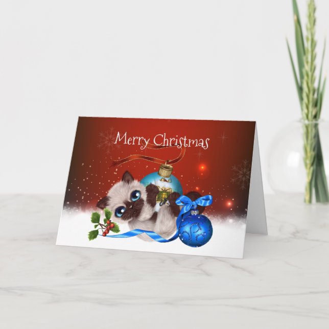 Festividades Cartão de Natal Siamese Kitten (Frente)