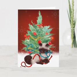 Festividades Cartão de Natal Siamese Kitten