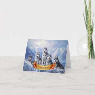 Festividades Cartão de Natal Siberian Husky