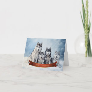 Festividades Cartão de Natal Siberian Husky