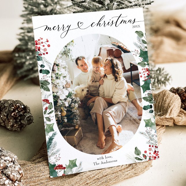 Festividades Cartão de Natal Simples em Forma Oval Moderna (Criador carregado)