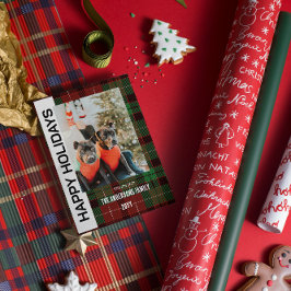 Festividades Cartão de Natal simples em xadrez de Búfalo