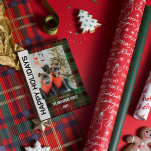 Festividades Cartão de Natal simples em xadrez de Búfalo