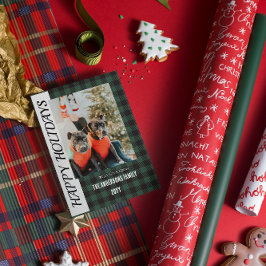 Festividades Cartão de Natal simples em xadrez de Búfalo