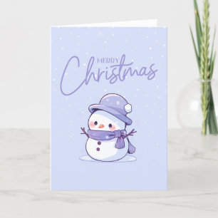 Festividades Cartão de Natal Snowman com fundo roxo