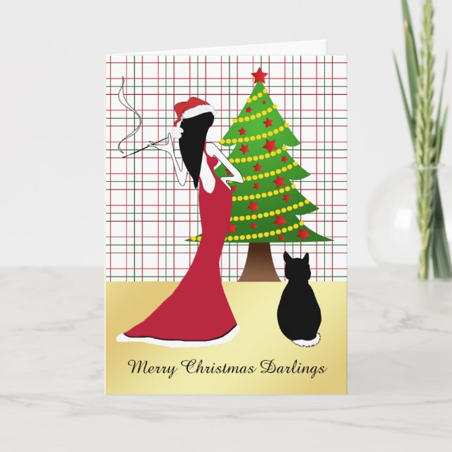 Festividades Cartão de Natal sofisticado com Mulher (Frente)