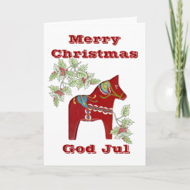 Festividades Cartão de Natal Sueco Dala Horse