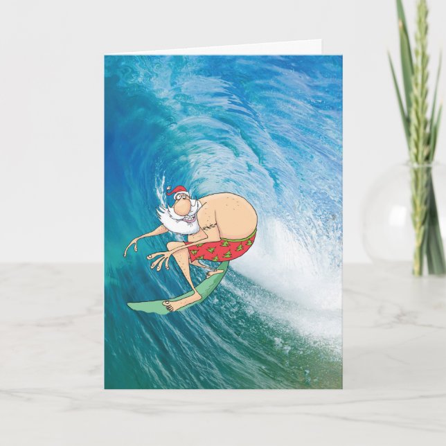 Festividades Cartão de Natal surfando do papai noel (Frente)