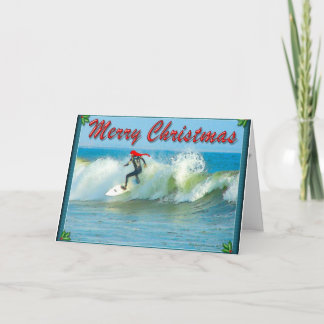 Festividades Cartão de Natal surfando do papai noel