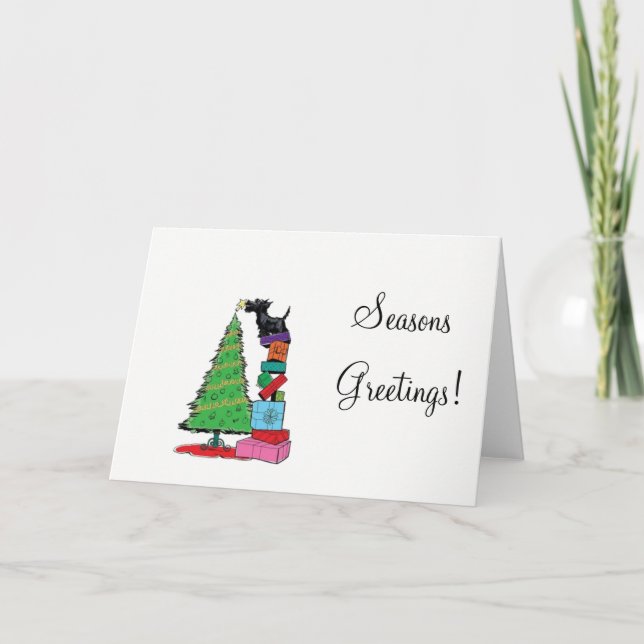 Festividades Cartão de Natal Terrier escocês (Frente)