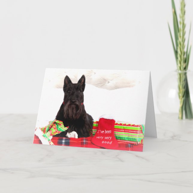 Festividades Cartão de Natal Terrier escocês (Frente)