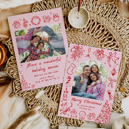 Festividades Cartão de Natal Trendente Rosa Vermelho de Cartão 