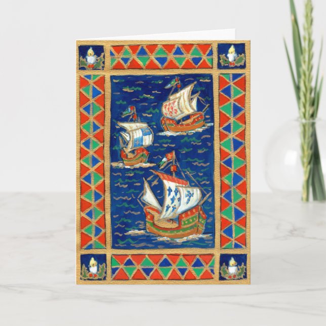 Festividades Cartão de Natal - Três Navios (Frente)