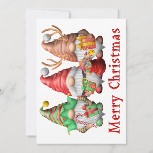 Festividades Cartão de Natal Trio dos Gnomos do Polo Norte