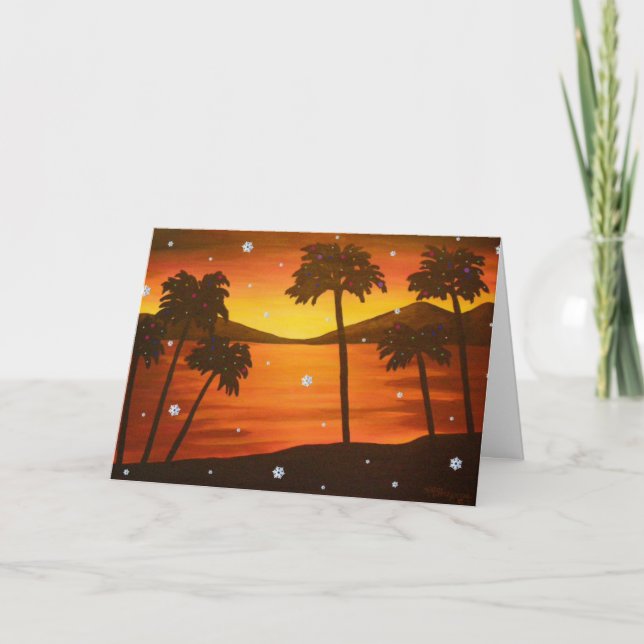 Festividades Cartão de Natal Tropical Palm Tree (Frente)