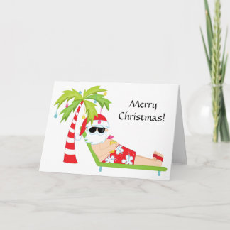 Festividades Cartão de Natal Tropical/Palm Tree Santa Claus