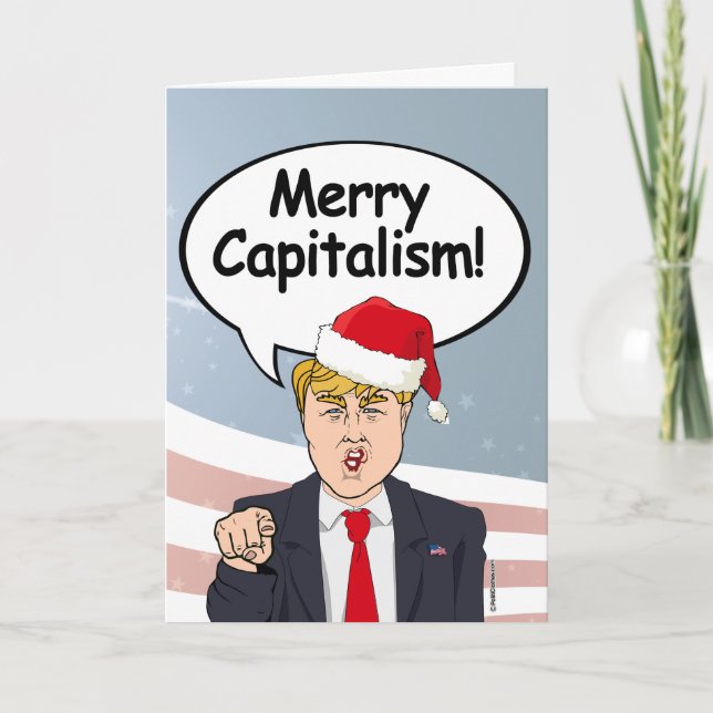 Festividades Cartão de Natal Trump - Capitalismo Feliz - (Frente)
