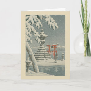 Festividades Cartão de Natal Ukiyo-e do Templo Japonês